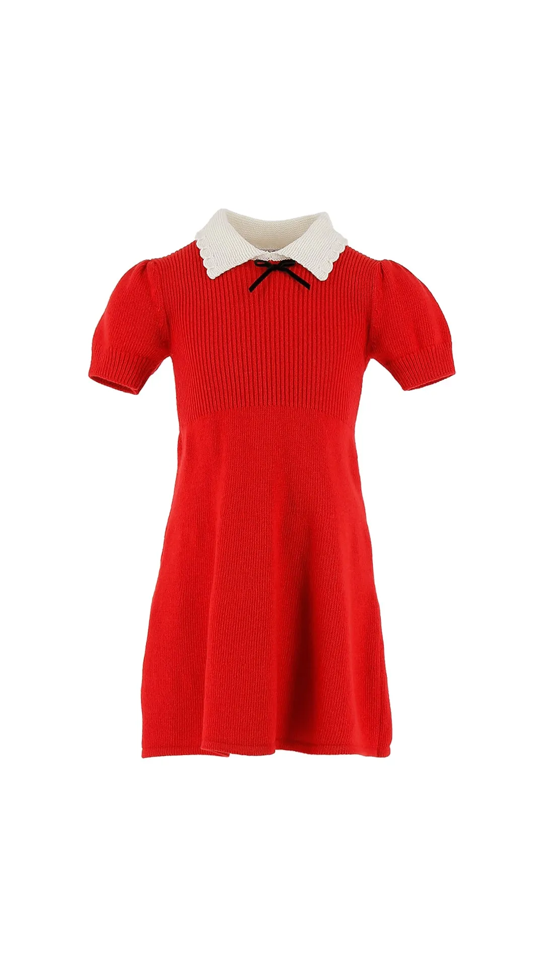 Philosophy SS Knit Dress w/ Bow Detail   Red-White 5Y