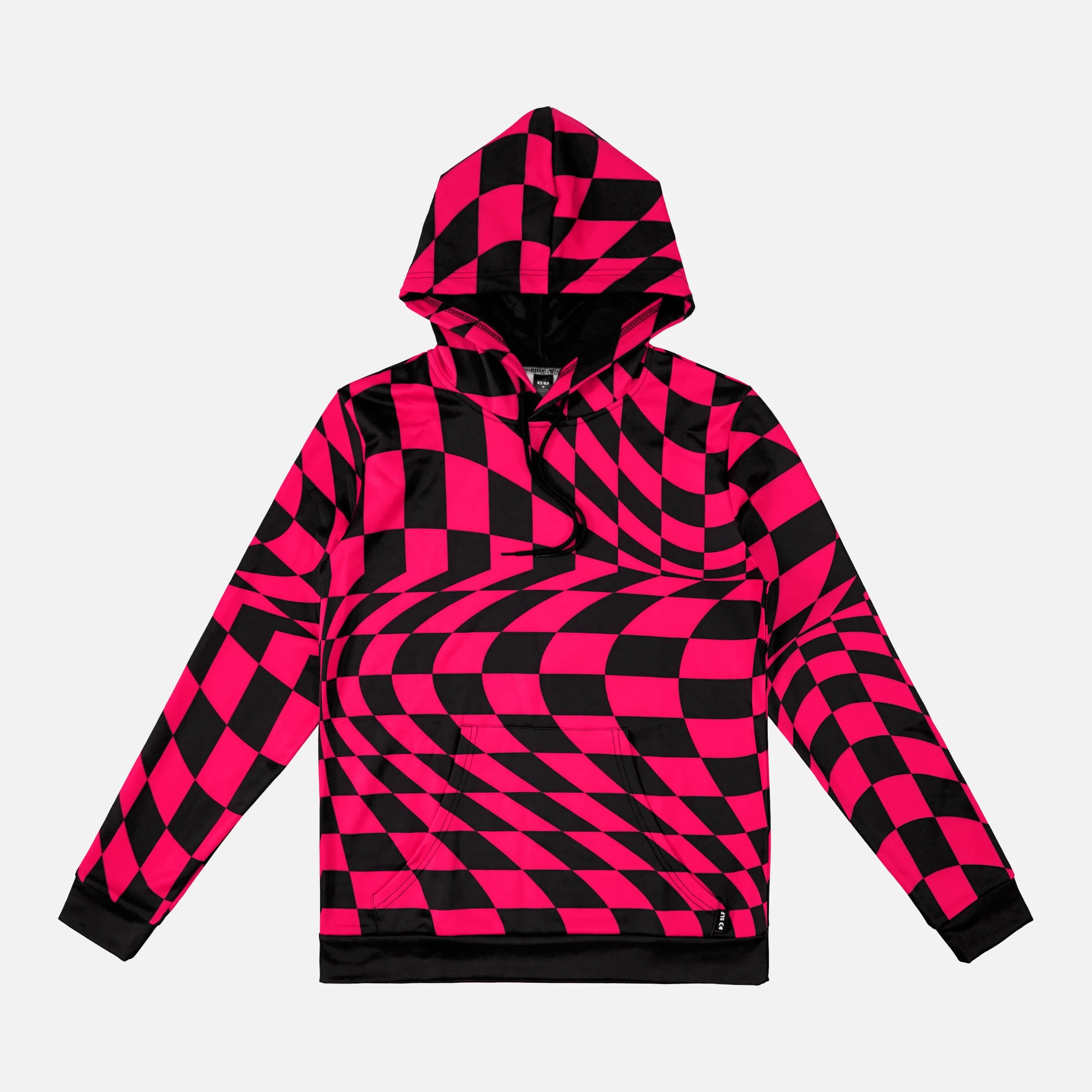 Pink Warped Checkered Hoodie