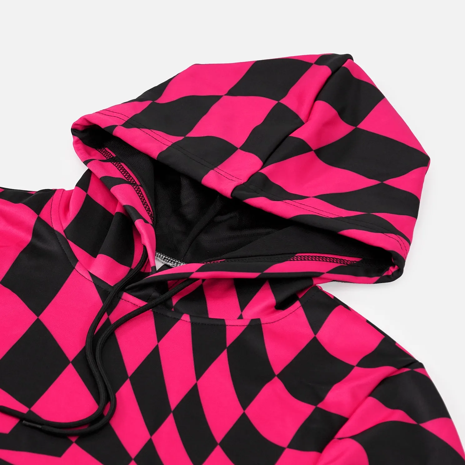 Pink Warped Checkered Hoodie