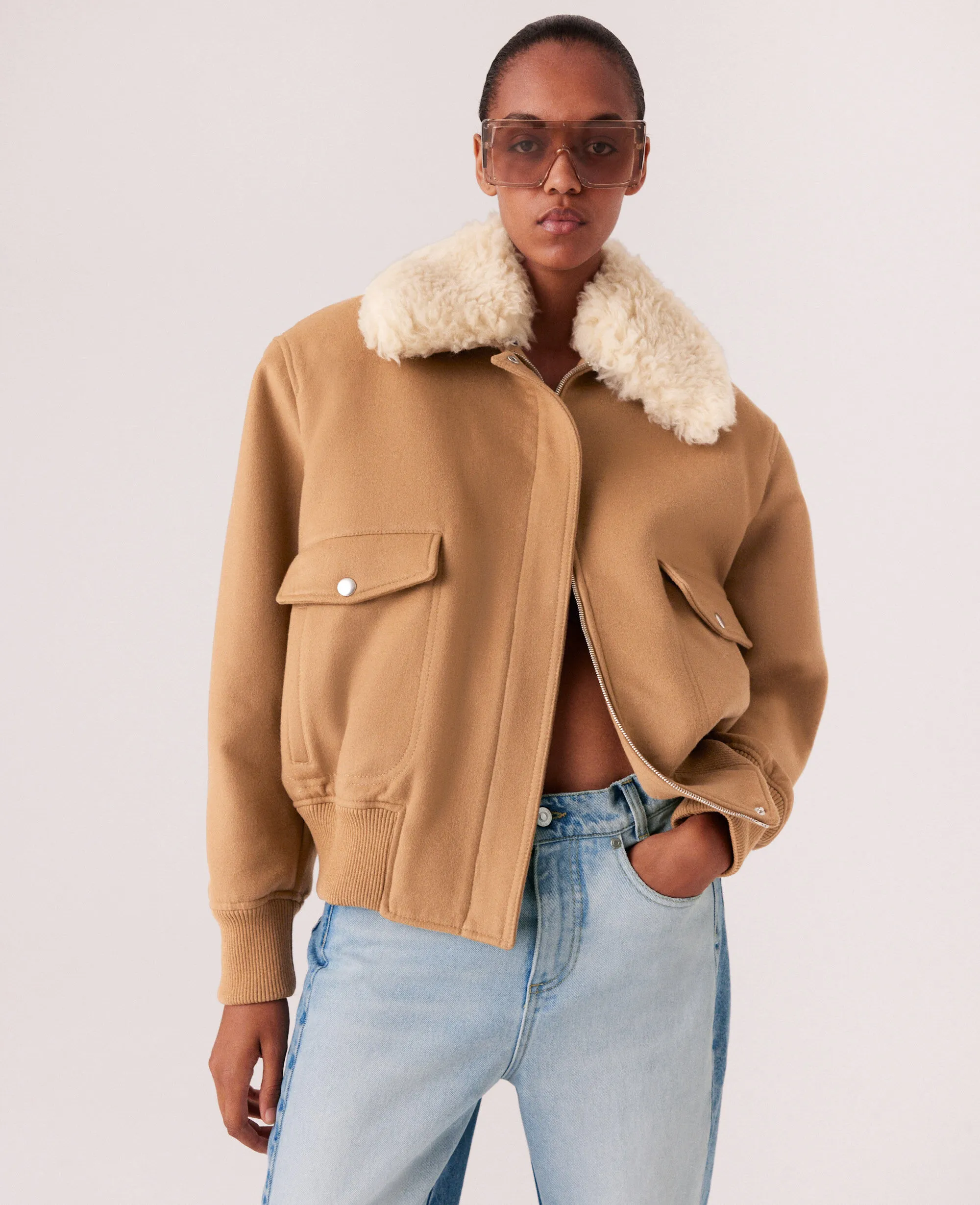 Plush Teddy Bomber Jacket