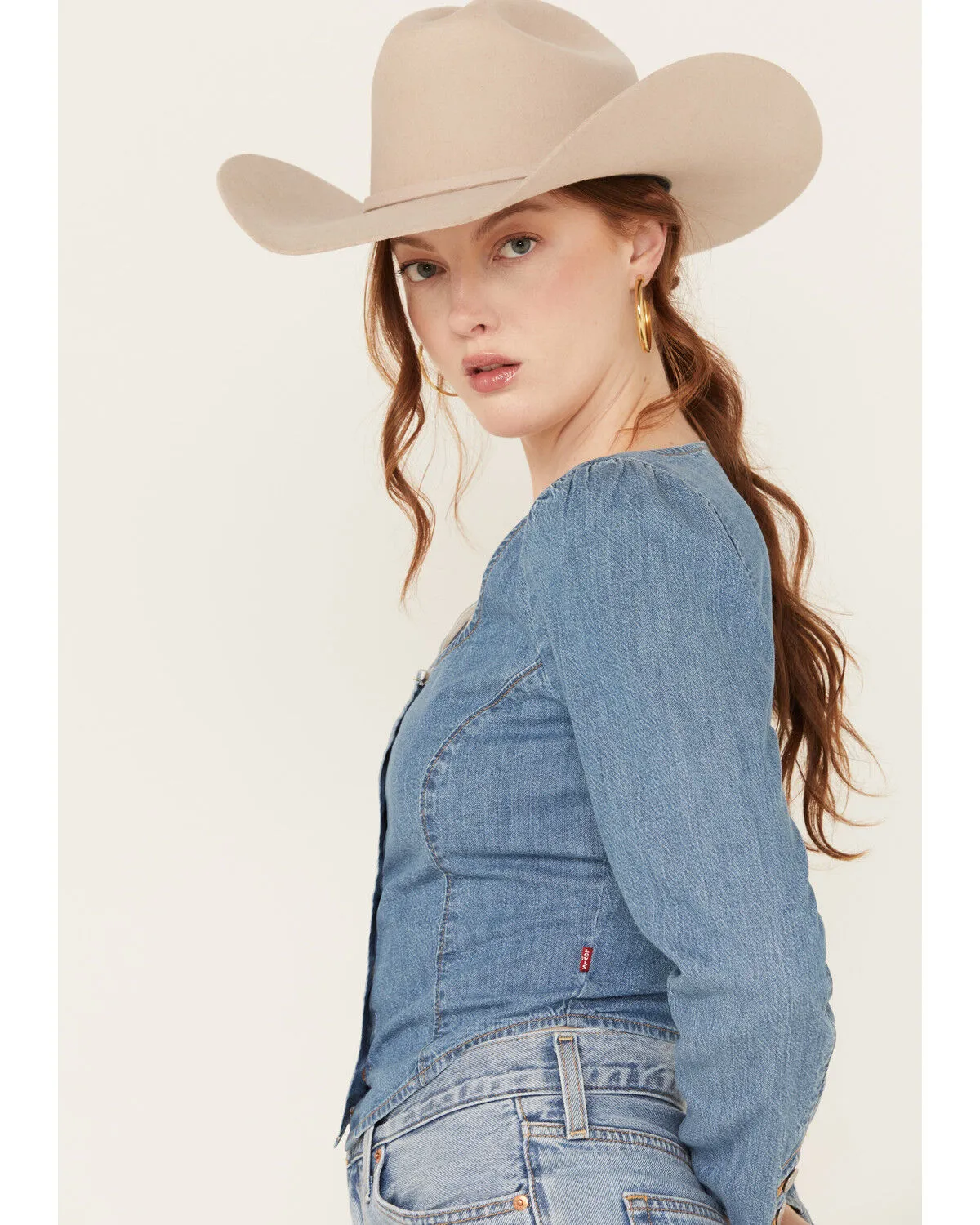 Product Name:  Levi's Women's Daryn Corset Long Sleeve Denim Shirt