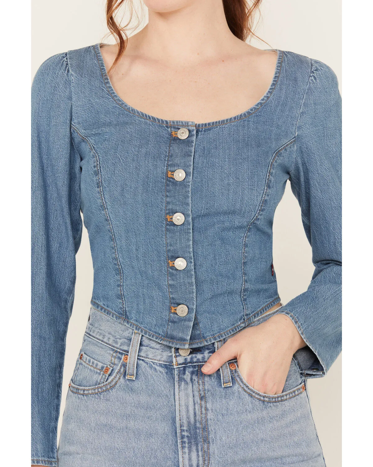 Product Name:  Levi's Women's Daryn Corset Long Sleeve Denim Shirt