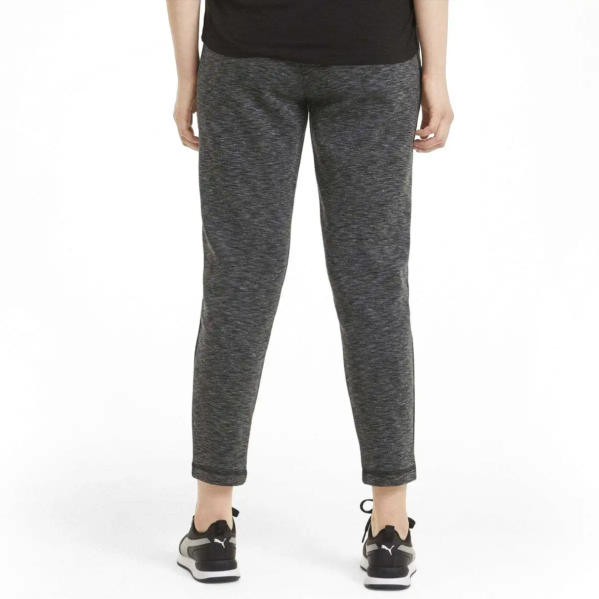 PUMA WOMEN'S EVOSTRIPE BLACK HEATHER TRACKPANTS