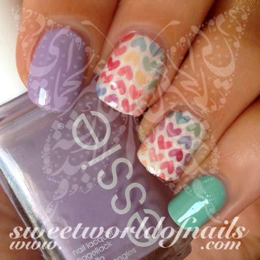 Rainbow Hearts Nail Art Water Full Wraps Transfers