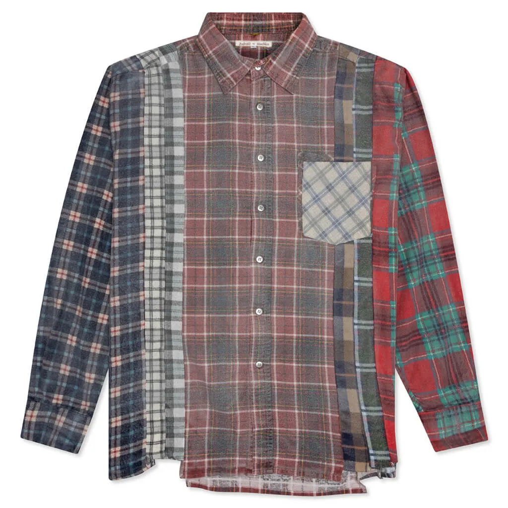 Rebuild by Flannel Shirt 7 Cuts Shirt / Reflection - Burgundy/Orange