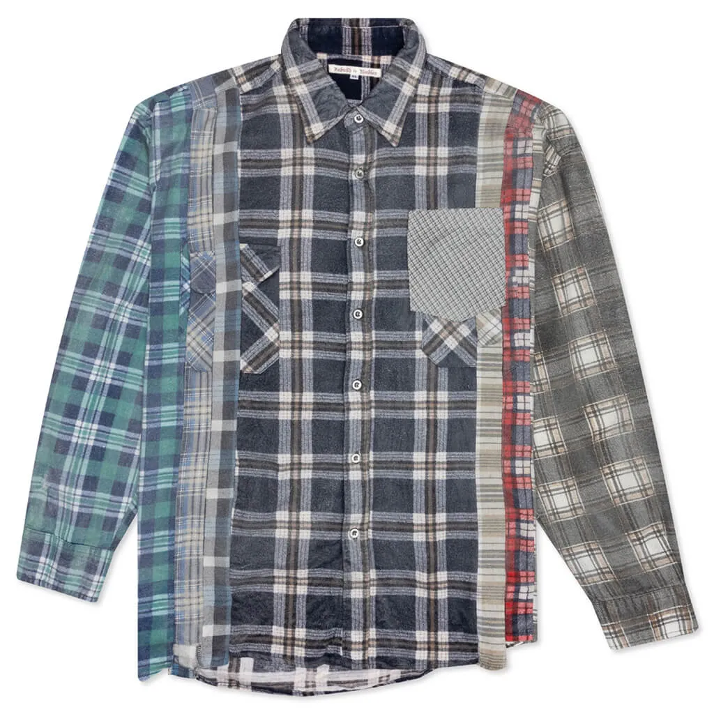 Rebuild by Flannel Shirt 7 Cuts Shirt / Reflection - Steel/Beige