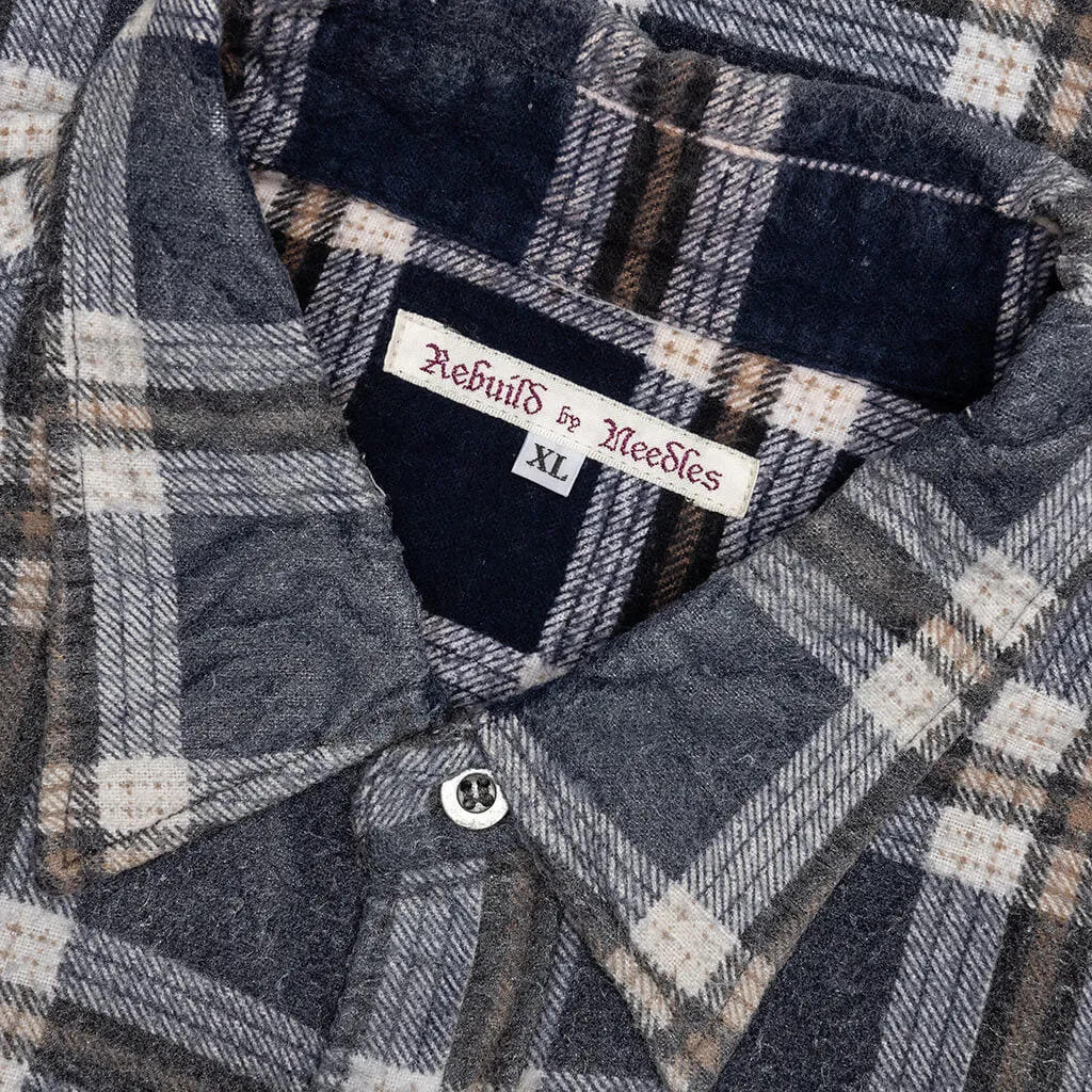 Rebuild by Flannel Shirt 7 Cuts Shirt / Reflection - Steel/Beige