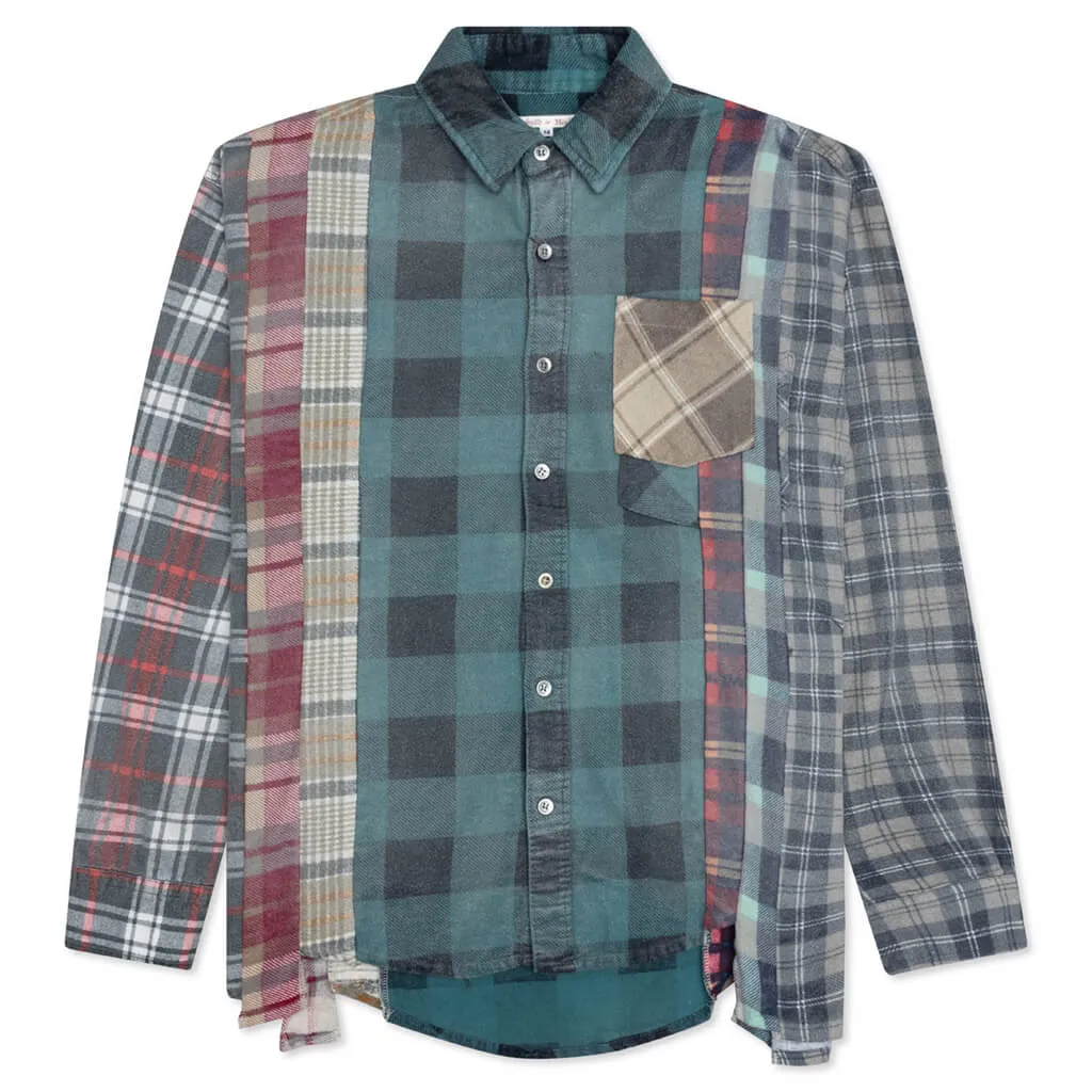 Rebuild by Flannel Shirt 7 Cuts Shirt / Reflection - Turquoise/Navy