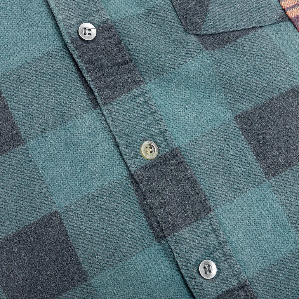 Rebuild by Flannel Shirt 7 Cuts Shirt / Reflection - Turquoise/Navy