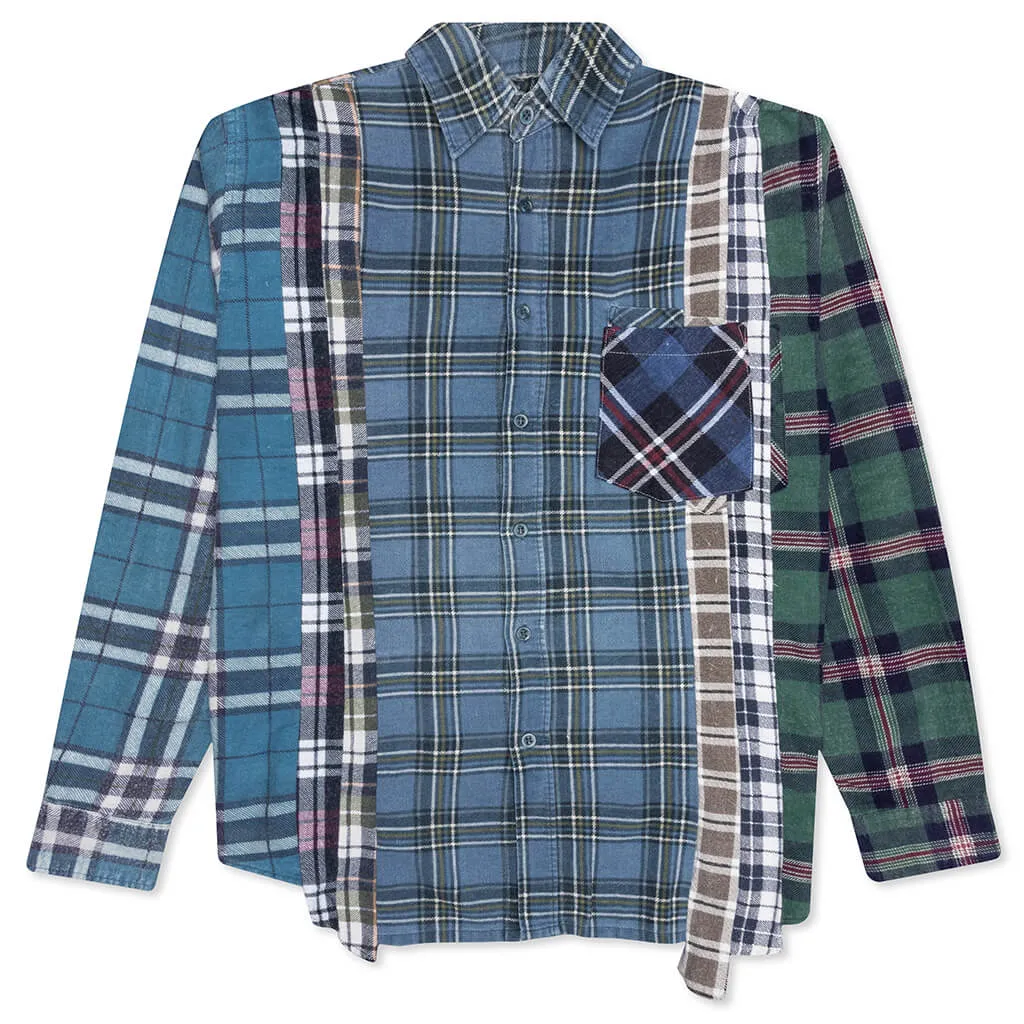 Rebuild by Flannel Shirt 7 Cuts Shirt - Multi Blue/White