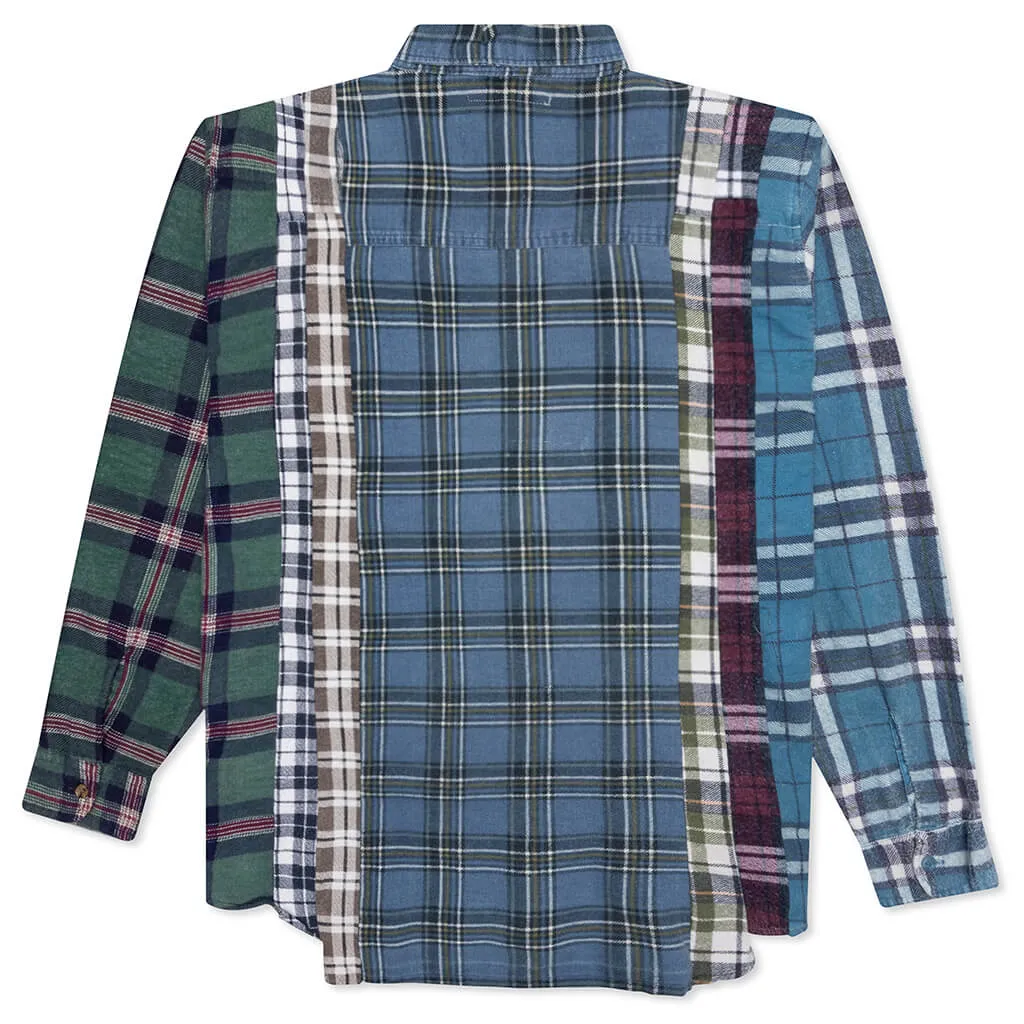 Rebuild by Flannel Shirt 7 Cuts Shirt - Multi Blue/White