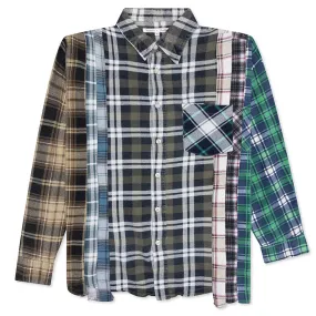 Rebuild by Flannel Shirt 7 Cuts Shirt - Olive/White