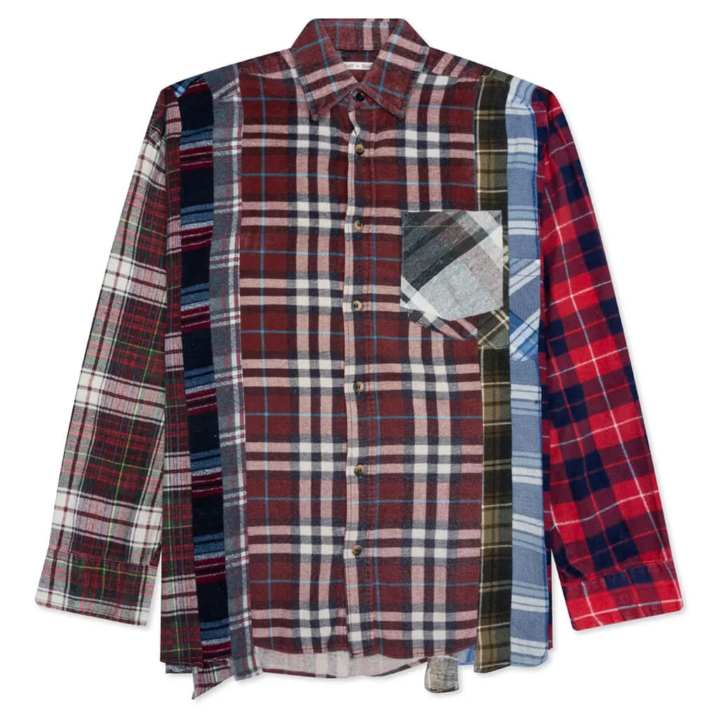 Rebuild by Flannel Shirt 7 Cuts Wide Shirt - Brick/Ocean