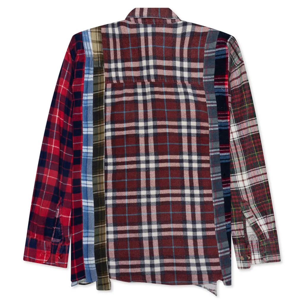 Rebuild by Flannel Shirt 7 Cuts Wide Shirt - Brick/Ocean