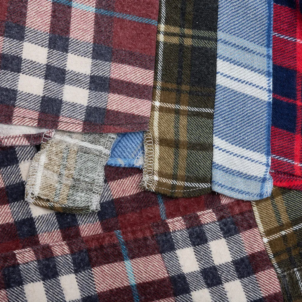 Rebuild by Flannel Shirt 7 Cuts Wide Shirt - Brick/Ocean