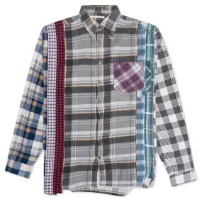 Rebuild by Flannel Shirt 7 Cuts Wide Shirt - Grey/White