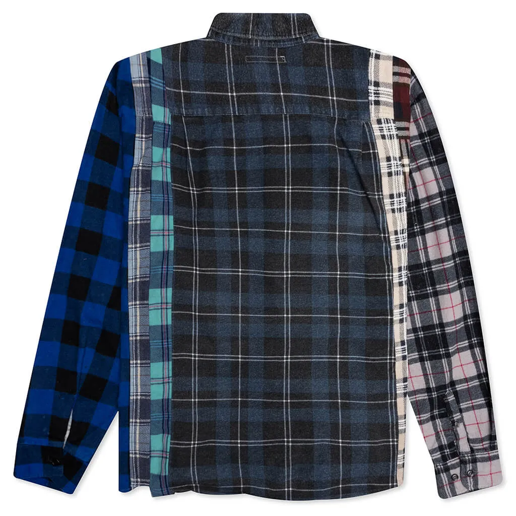 Rebuild by Flannel Shirt 7 Cuts Wide Shirt - Navy/Charcoal