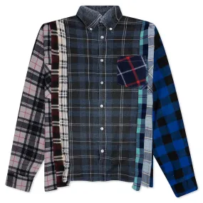 Rebuild by Flannel Shirt 7 Cuts Wide Shirt - Navy/Charcoal