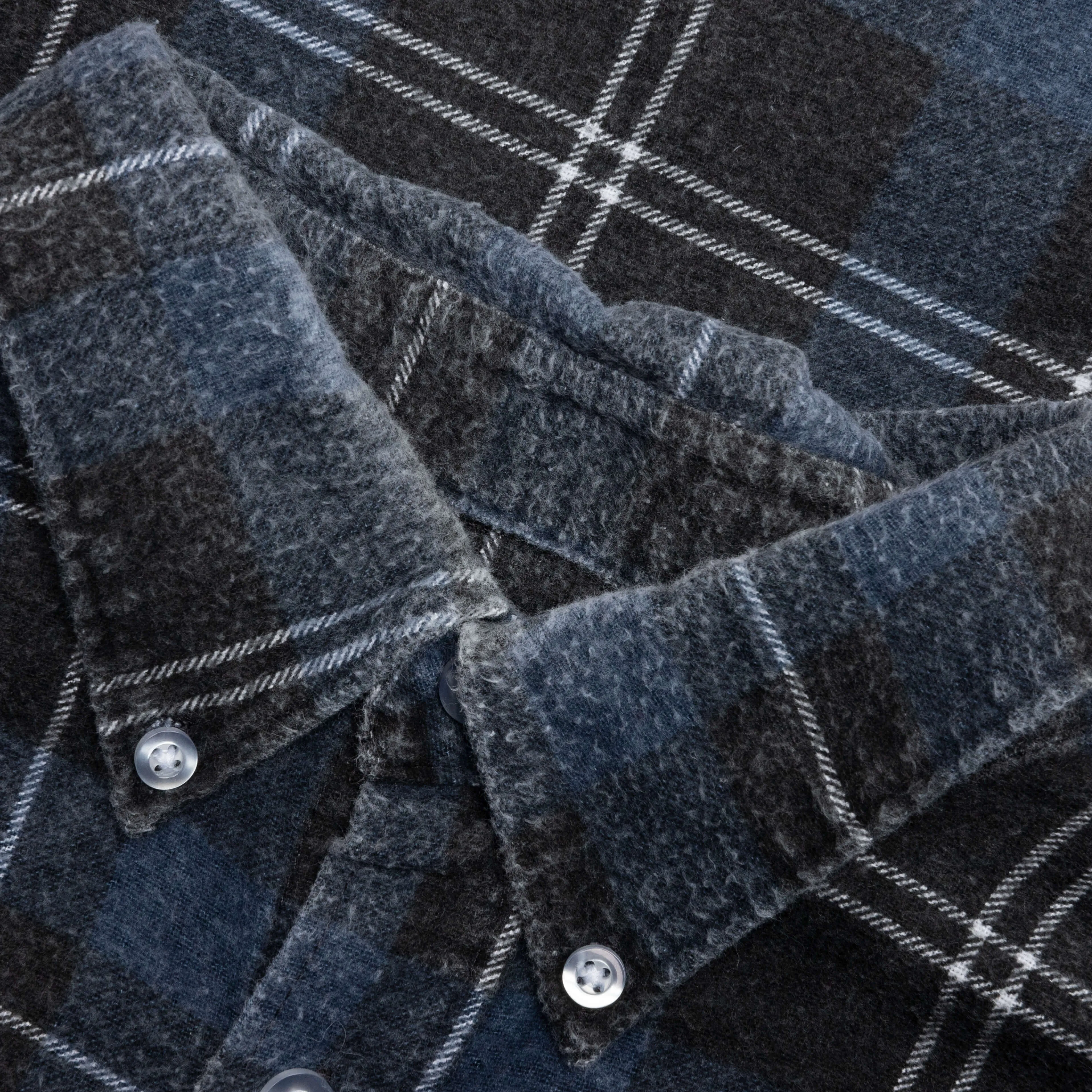 Rebuild by Flannel Shirt 7 Cuts Wide Shirt - Navy/Charcoal