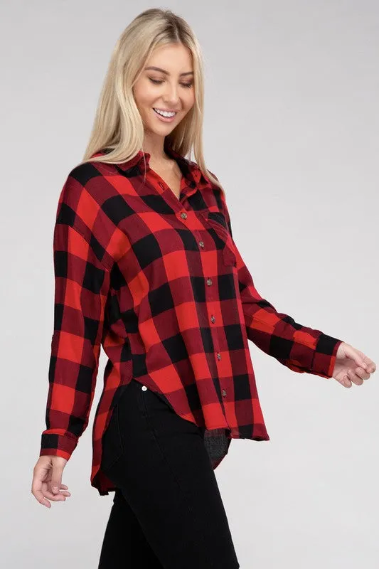 Red and Black Classic Plaid Flannel Shirt