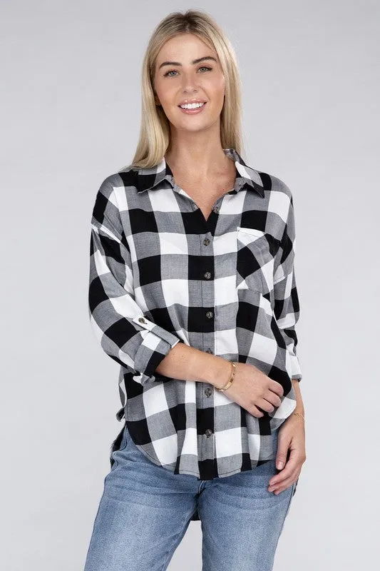 Red and Black Classic Plaid Flannel Shirt