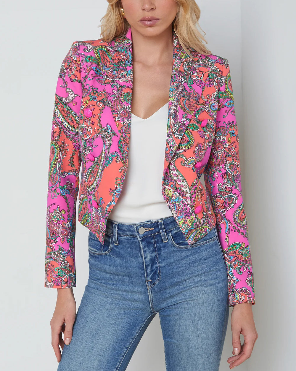 Rhodamine Pop Paisley Lila Boxy Blazer