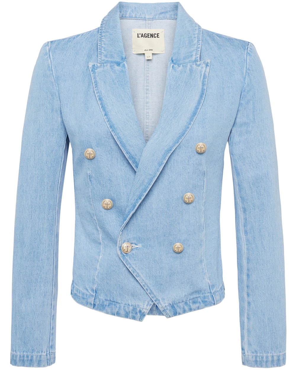 Robbie Double Breasted Denim Jacket in Rover