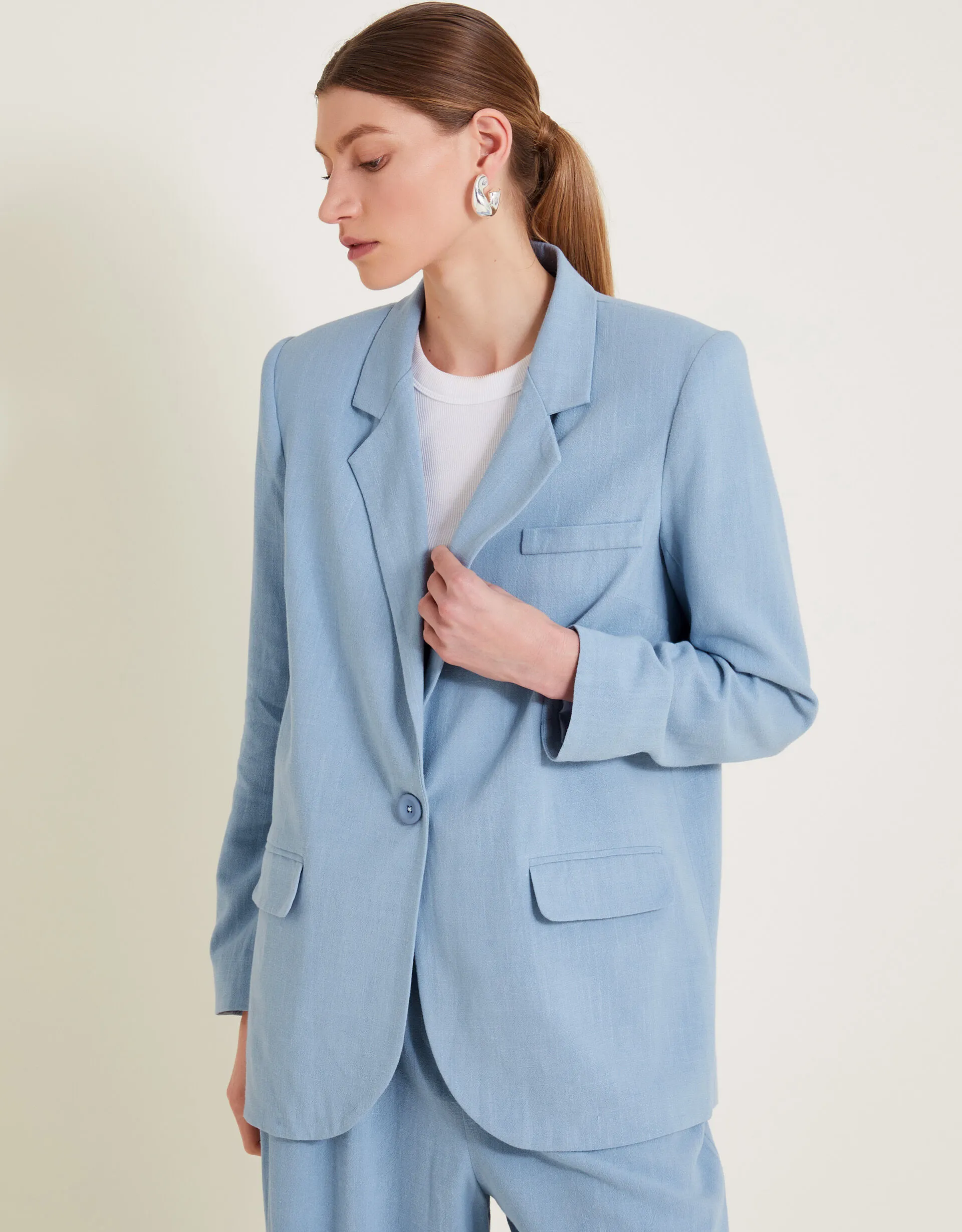 Sabrina Single-Breasted Blazer  Blue