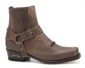 Sendra Boots men's greased brown square toe ankle biker boots