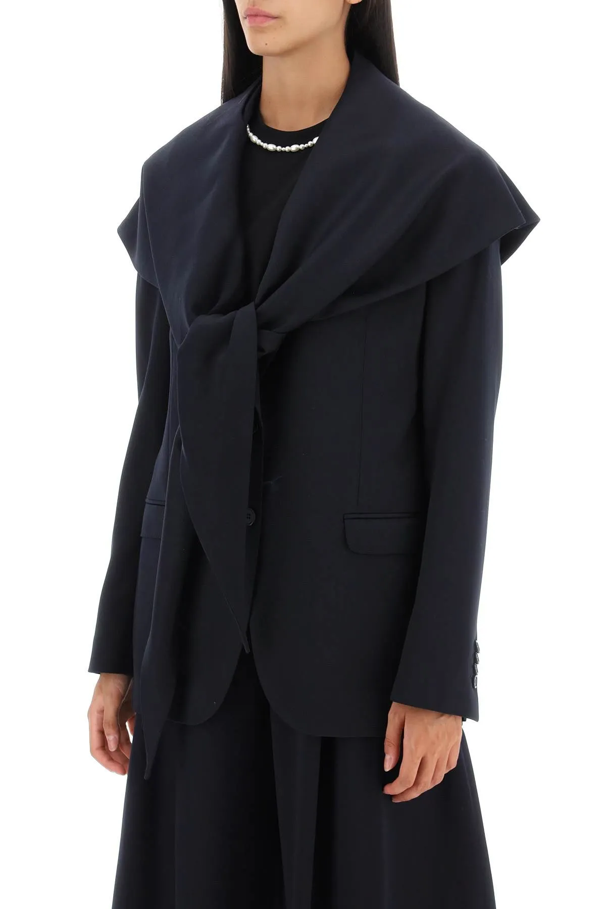 Single Breasted Blazer With Scarf Insert