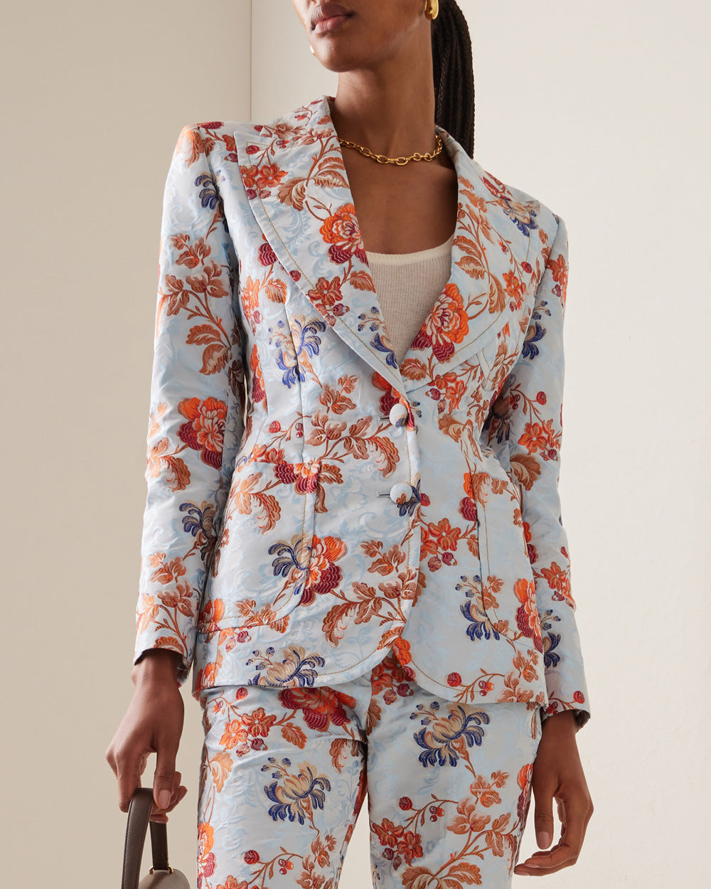 Sky Blue Floral Printed Blazer