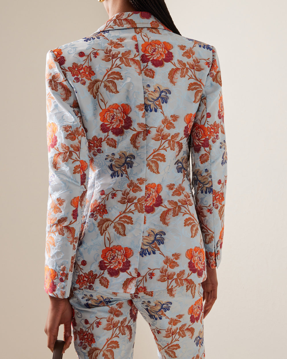 Sky Blue Floral Printed Blazer