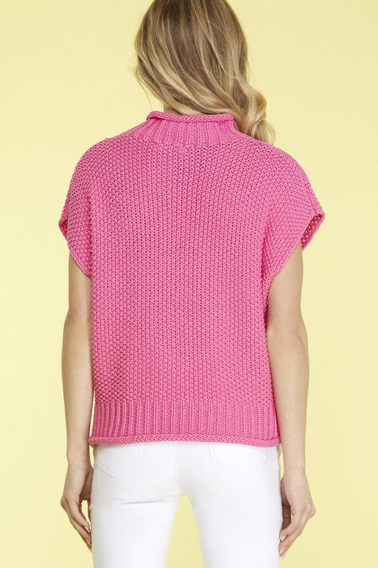 Sleeveless Mock Neck Knit Sweater