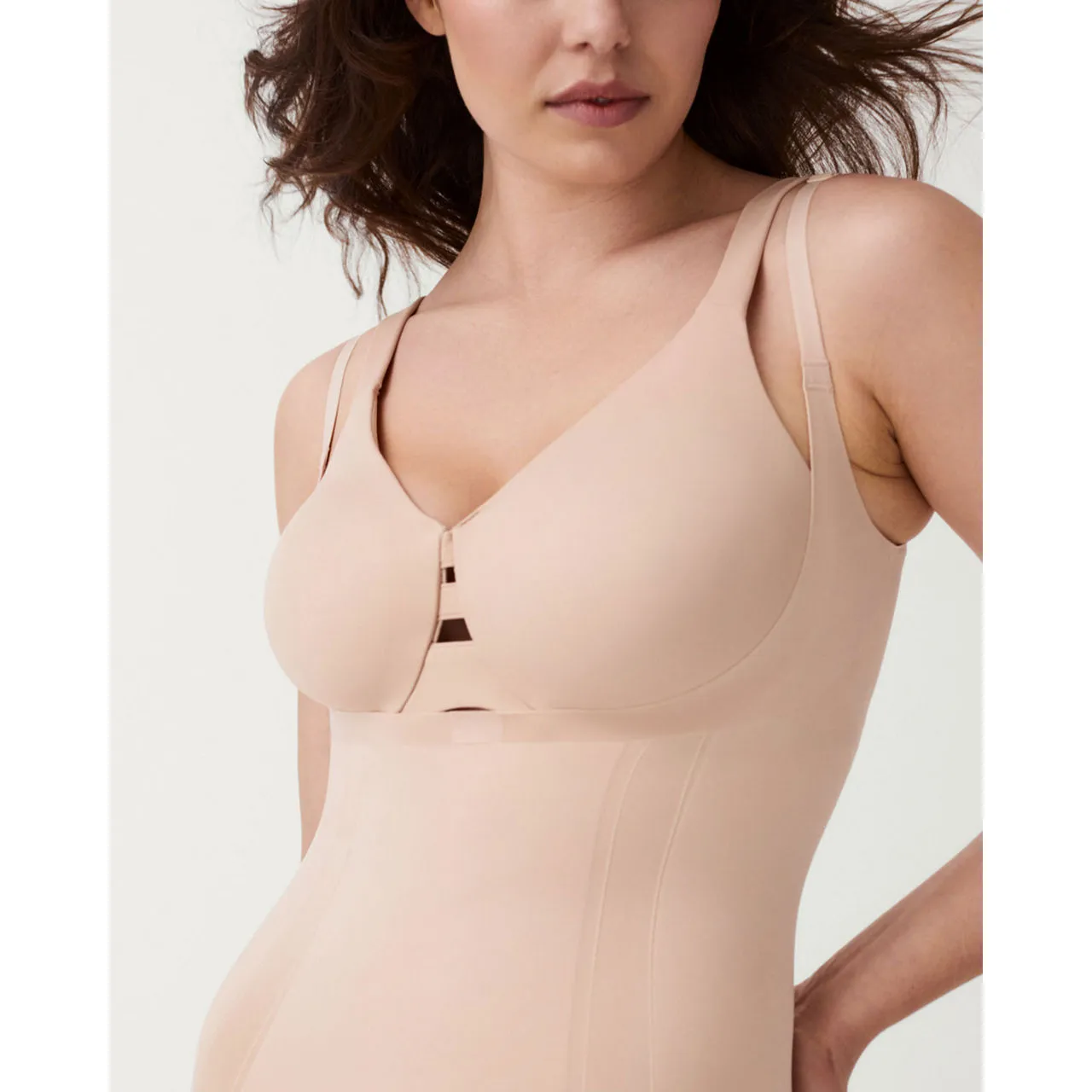 SPANX OnCore Firm Control Open-Bust Brief Bodysuit - Nude