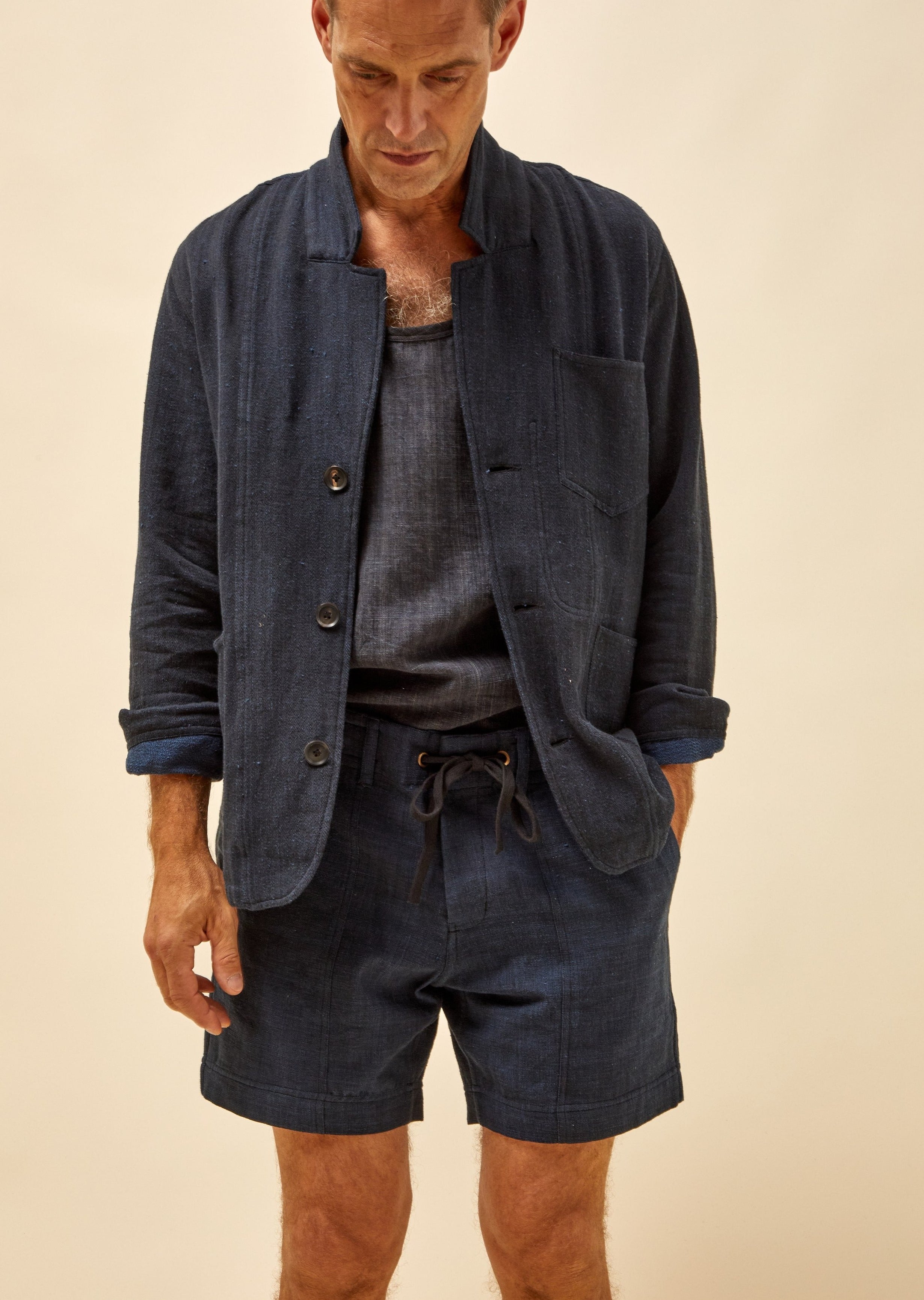 STUDY JACKET Military Herringbone Iron/Indigo