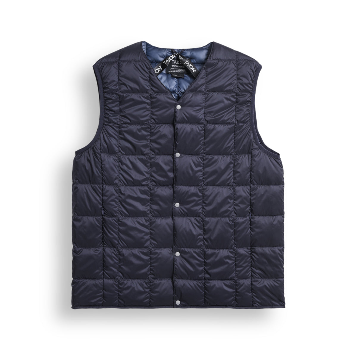 TAION V-Neck button down vest navy