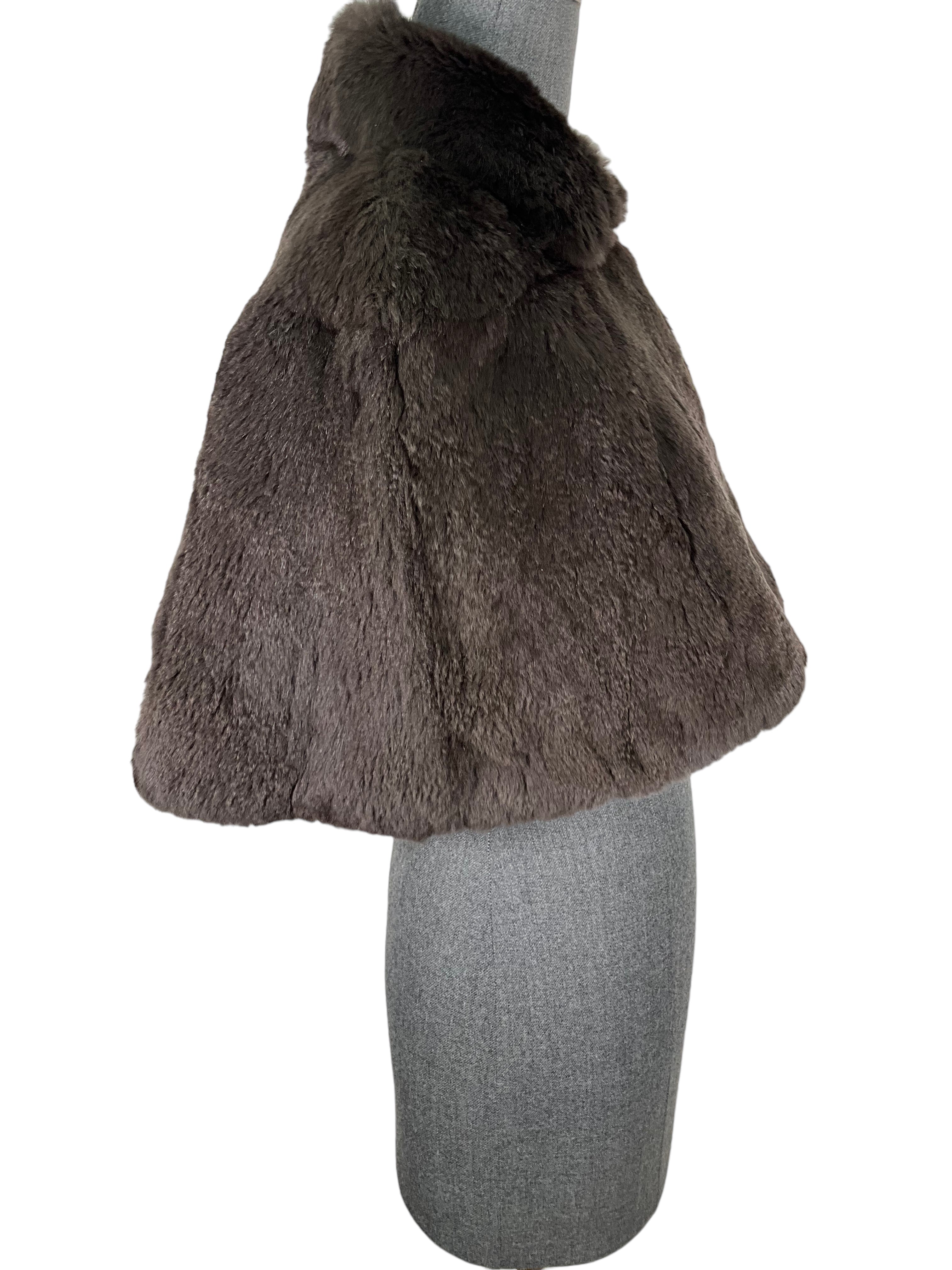 Theory Brown Rabbit Fur Shrug Size S