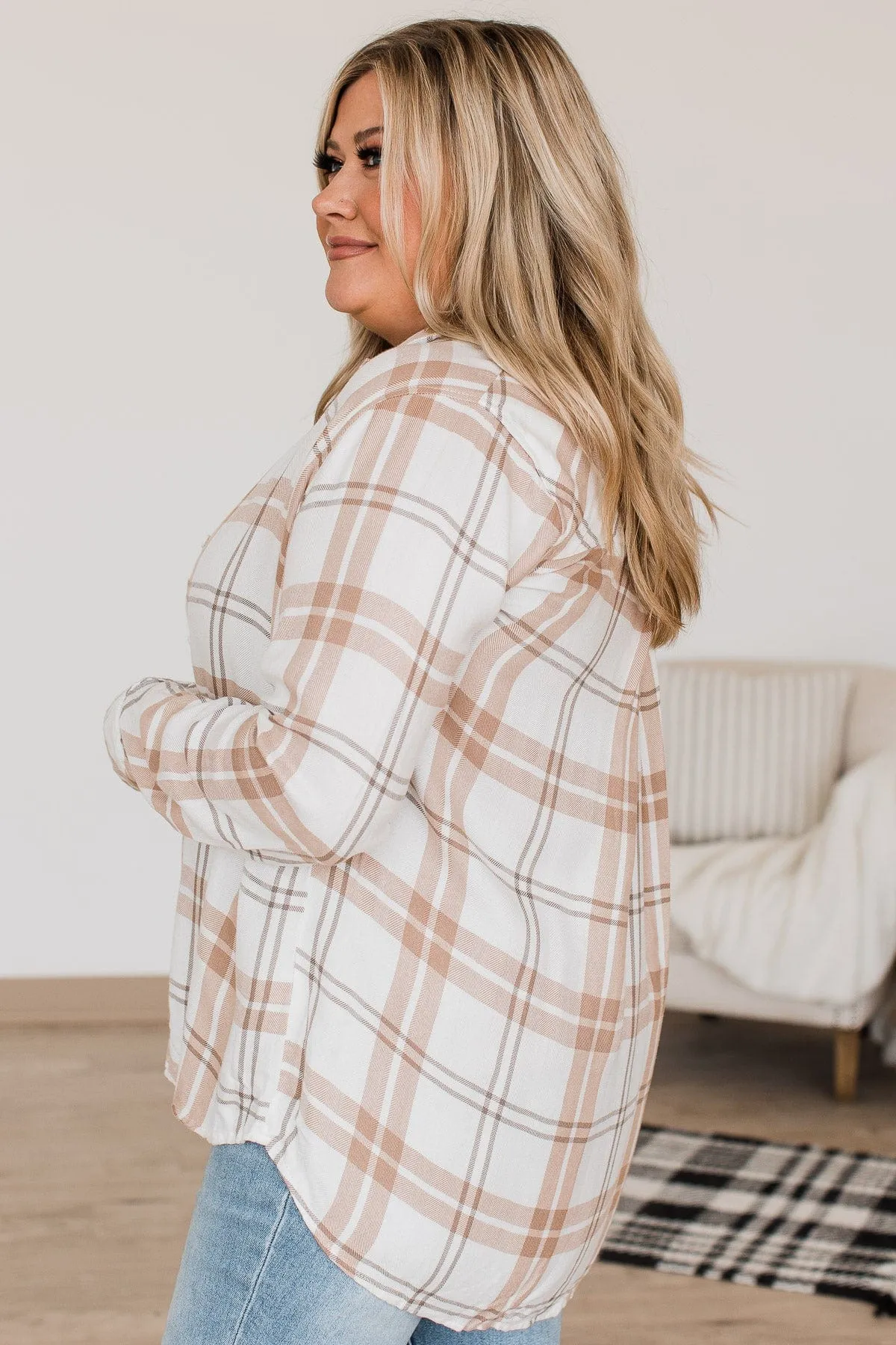 Thread & Supply Can't Stop Me Now Plaid Top- Ivory & Beige