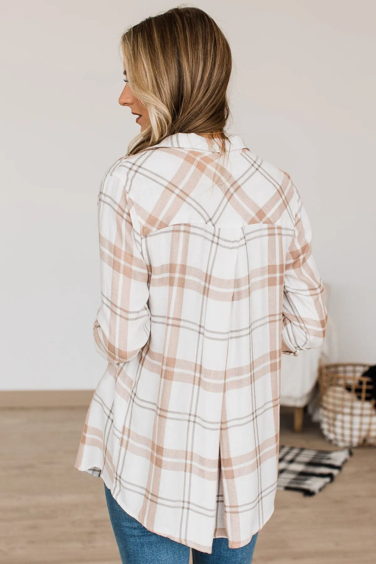 Thread & Supply Can't Stop Me Now Plaid Top- Ivory & Beige