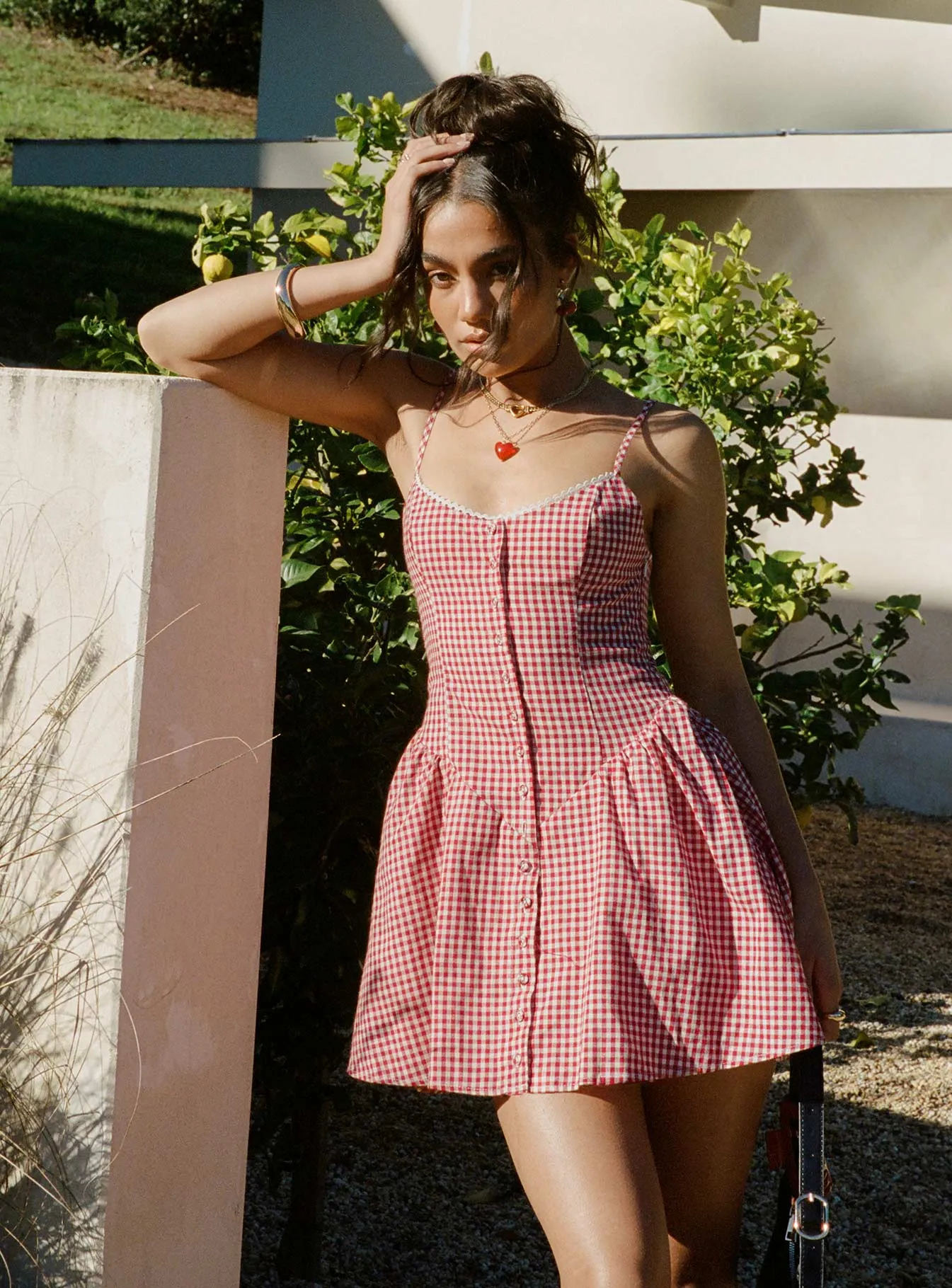 Toulouse Mini Dress Red Gingham