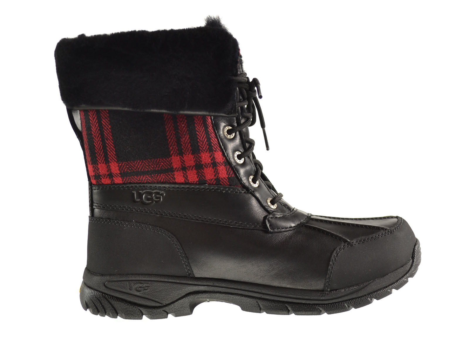 Ugg Butte Plaid Men's Boots Black-Red