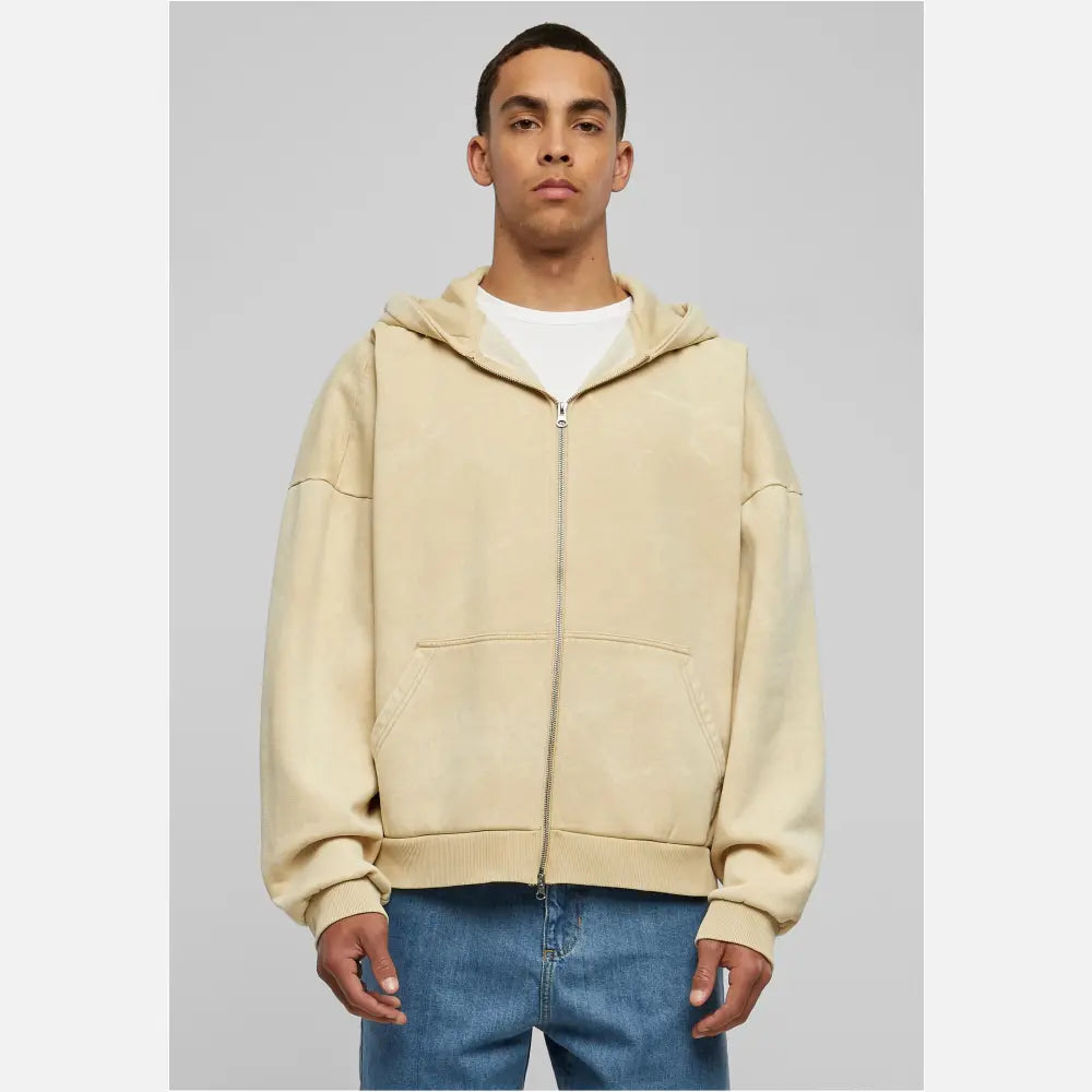 Urban Classics - Men's Heavy Stone Washed 90s Zip Hoodie