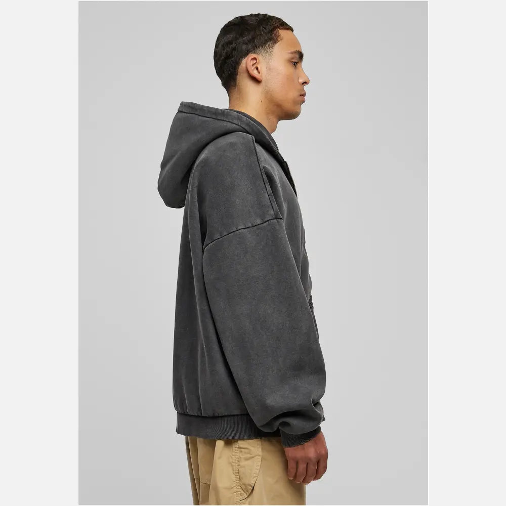 Urban Classics - Men's Heavy Stone Washed 90s Zip Hoodie