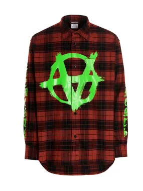 Vetements Plaid-Printed Flannel Long-Sleeved Shirt