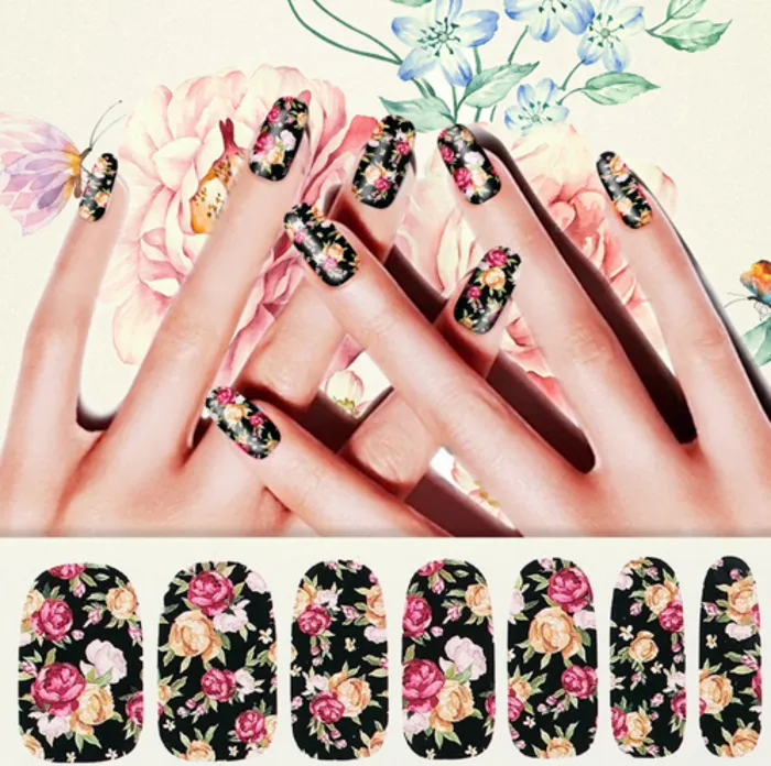 Vintage Flower Nail Art Water Full Wraps Transfers