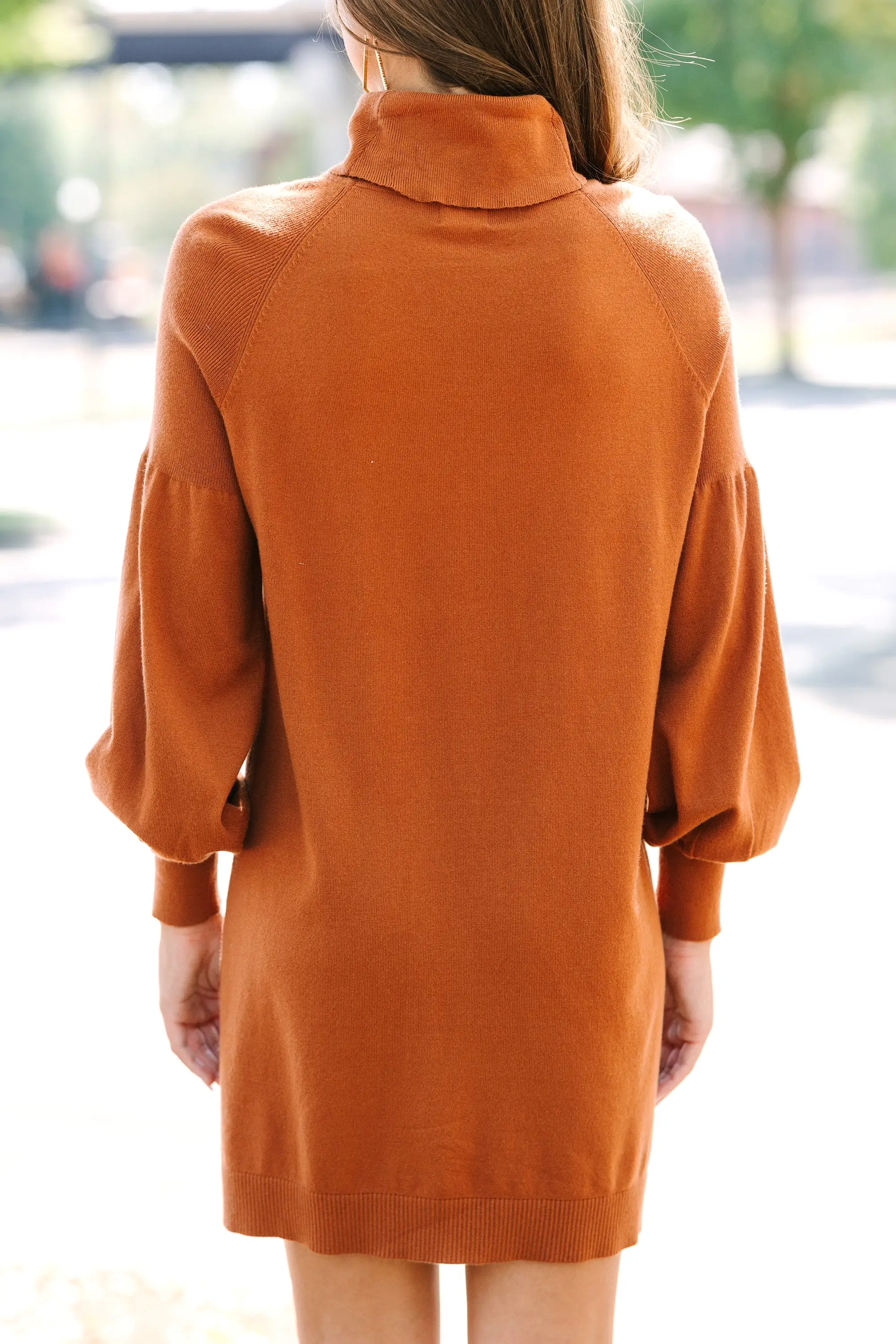 Wherever You Go Camel Brown Turtleneck Sweater Dress