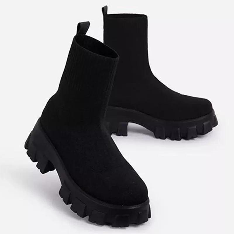 Women's Casual Shoes: Solid Platform Ankle Boots EN128