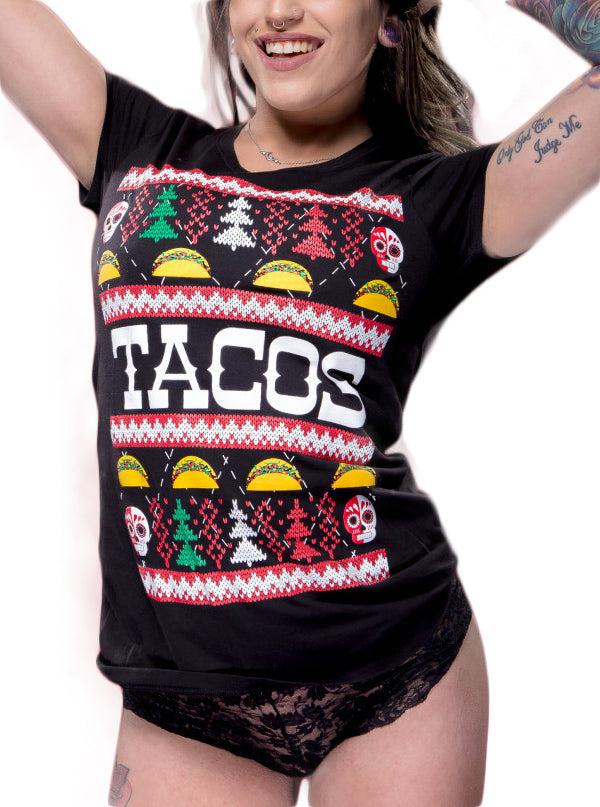 Women's Tacos Ugly Christmas Sweater Tee