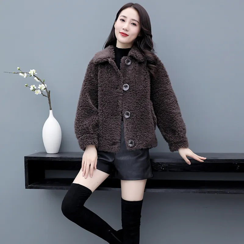 Women's Vintage Winter Fashion Wool Turn-down Collar Slim Coat