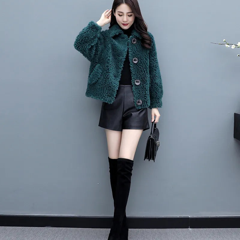 Women's Vintage Winter Fashion Wool Turn-down Collar Slim Coat